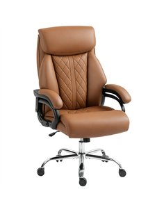 HOMCOM Spring Padded Faux Leather Office Chair - Light Brown
