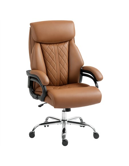 HOMCOM Spring Padded Faux Leather Office Chair - Light Brown - pic 165915 | FastDaddyshop