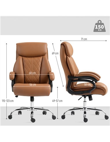 HOMCOM Spring Padded Faux Leather Office Chair - Light Brown