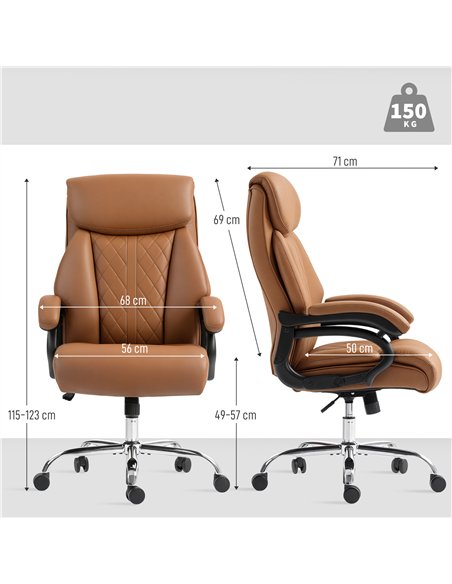 HOMCOM Spring Padded Faux Leather Office Chair - Light Brown - pic 165917 | FastDaddyshop