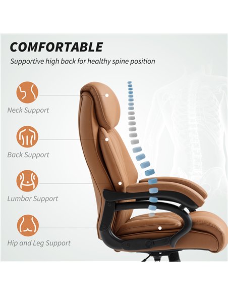 HOMCOM Spring Padded Faux Leather Office Chair - Light Brown - pic 165918 | FastDaddyshop