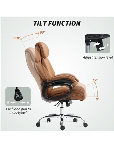 HOMCOM Spring Padded Faux Leather Office Chair - Light Brown