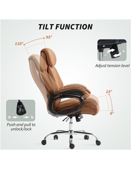 HOMCOM Spring Padded Faux Leather Office Chair - Light Brown - pic 165920 | FastDaddyshop
