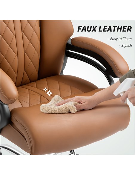 HOMCOM Spring Padded Faux Leather Office Chair - Light Brown - pic 165921 | FastDaddyshop