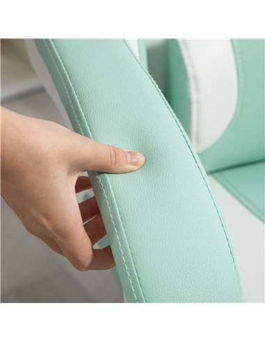 HOMCOM Cat Ear and Paw Reclining Office Chair, with Footrest - Light Blue/White