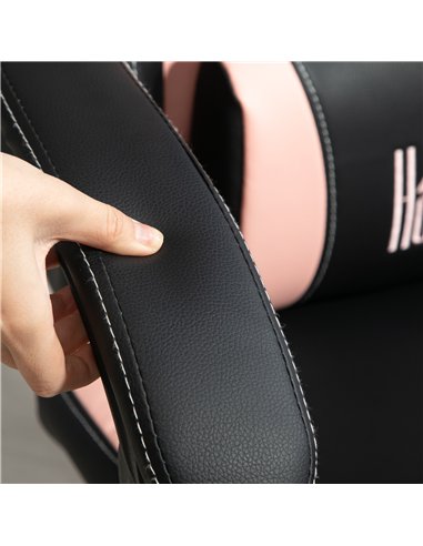 HOMCOM Cat Ear and Paw Reclining Office Chair, with Footrest - Black/Pink