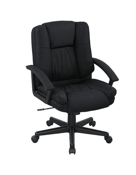 HOMCOM Linen-Look Padded Office Chair - Black - pic 165942 | FastDaddyshop
