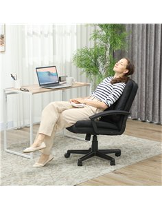HOMCOM Linen-Look Padded Office Chair - Black 2