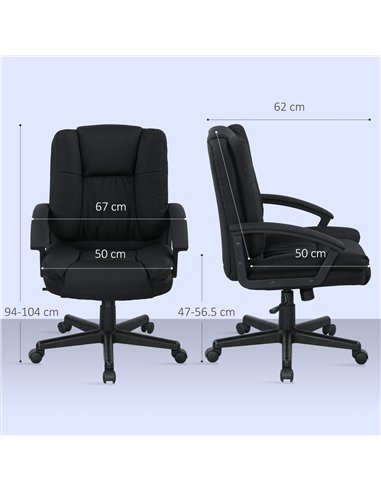 HOMCOM Linen-Look Padded Office Chair - Black