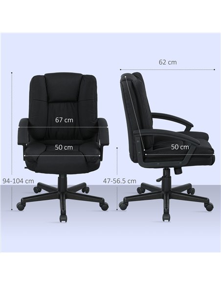 HOMCOM Linen-Look Padded Office Chair - Black - pic 165944 | FastDaddyshop