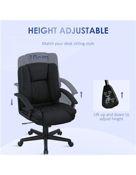HOMCOM Linen-Look Padded Office Chair - Black - pic 165945 | FastDaddyshop