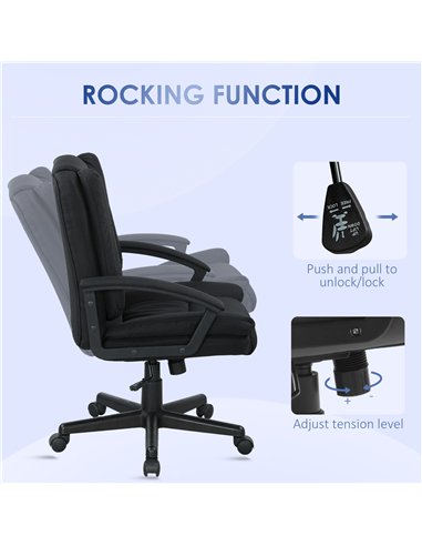 HOMCOM Linen-Look Padded Office Chair - Black