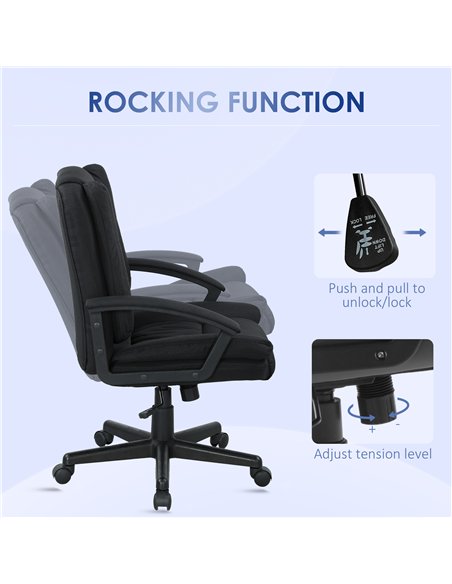 HOMCOM Linen-Look Padded Office Chair - Black - pic 165946 | FastDaddyshop