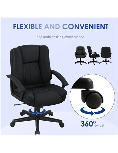 HOMCOM Linen-Look Padded Office Chair - Black