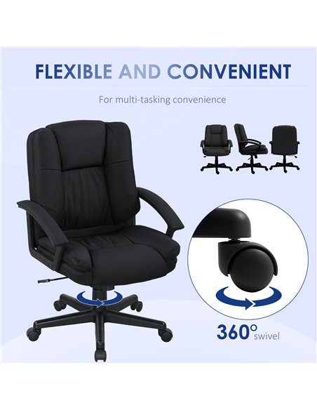 HOMCOM Linen-Look Padded Office Chair - Black - pic 165947 | FastDaddyshop
