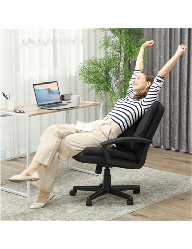HOMCOM Linen-Look Padded Office Chair - Black