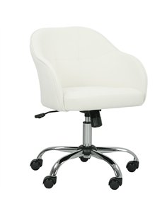 HOMCOM 46-56 cm Velvet-feel Office Chair - Cream