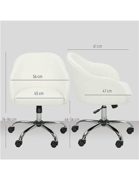 HOMCOM 46-56 cm Velvet-feel Office Chair - Cream - pic 165953 | FastDaddyshop