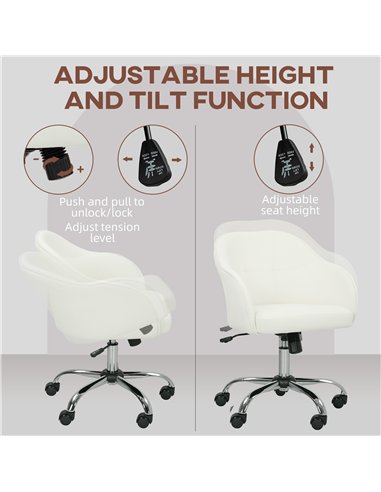 HOMCOM 46-56 cm Velvet-feel Office Chair - Cream