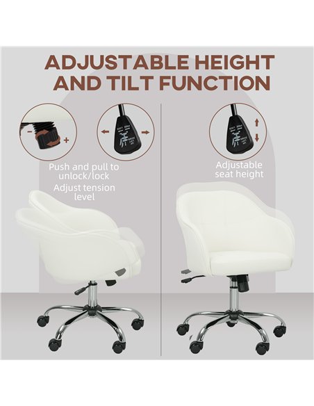 HOMCOM 46-56 cm Velvet-feel Office Chair - Cream - pic 165954 | FastDaddyshop