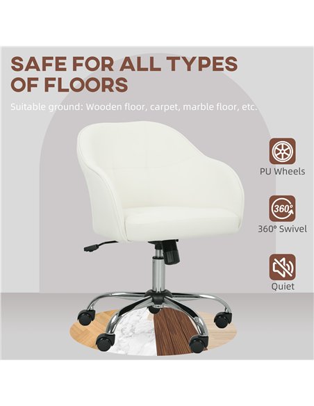 HOMCOM 46-56 cm Velvet-feel Office Chair - Cream - pic 165955 | FastDaddyshop