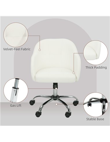HOMCOM 46-56 cm Velvet-feel Office Chair - Cream