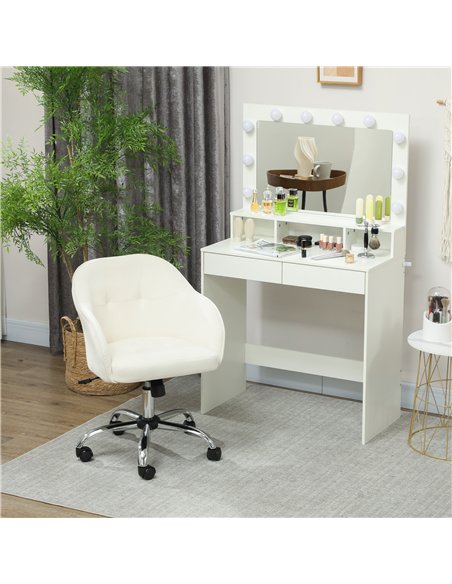 HOMCOM 46-56 cm Velvet-feel Office Chair - Cream - pic 165958 | FastDaddyshop