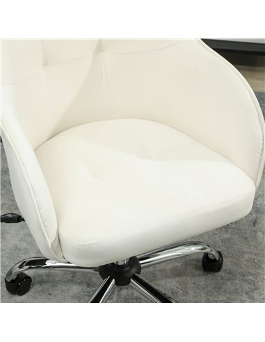 HOMCOM 46-56 cm Velvet-feel Office Chair - Cream