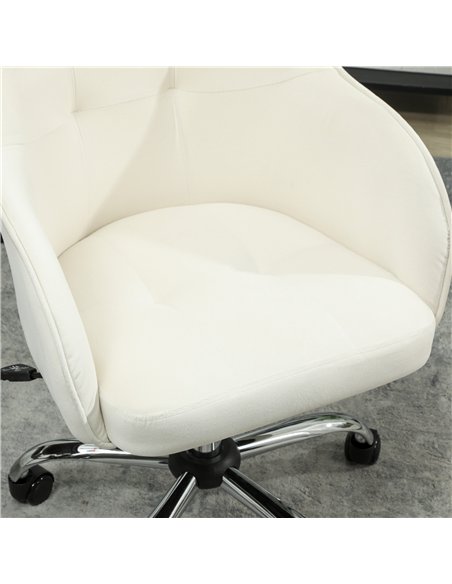 HOMCOM 46-56 cm Velvet-feel Office Chair - Cream - pic 165959 | FastDaddyshop