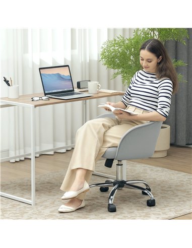 HOMCOM 46-56 cm Velvet-feel Office Chair - Grey