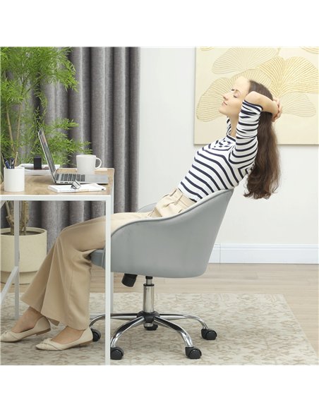 HOMCOM 46-56 cm Velvet-feel Office Chair - Grey - pic 165966 | FastDaddyshop
