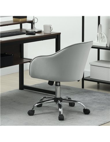 HOMCOM 46-56 cm Velvet-feel Office Chair - Grey