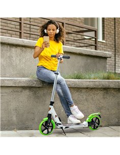 HOMCOM Folding Kick Scooter, Adjustable Ride On Scooter with 200mm Big Wheels and Double Shock Absorption, Urban Scooter for 14+ 2