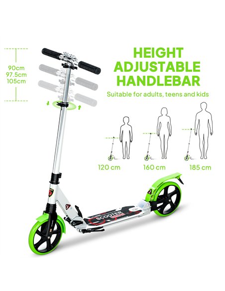 HOMCOM Folding Kick Scooter, Adjustable Ride On Scooter with 200mm Big Wheels and Double Shock Absorption, Urban Scooter for 14+ - pic 165972 | FastDaddyshop