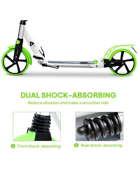 HOMCOM Folding Kick Scooter, Adjustable Ride On Scooter with 200mm Big Wheels and Double Shock Absorption, Urban Scooter for 14+ - pic 165975 | FastDaddyshop
