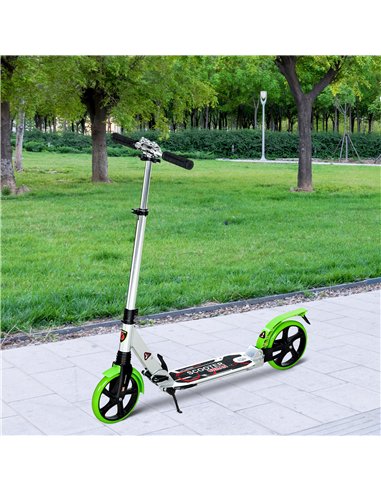 HOMCOM Folding Kick Scooter, Adjustable Ride On Scooter with 200mm Big Wheels and Double Shock Absorption, Urban Scooter for 14+