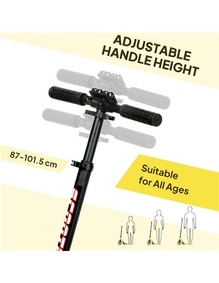 HOMCOM Foldable Kick Scooter with Double Shock Absorption and Big Wheels, Height Adjustable Aluminium Frame Big Wheel Scooter fo - pic 165982 | FastDaddyshop