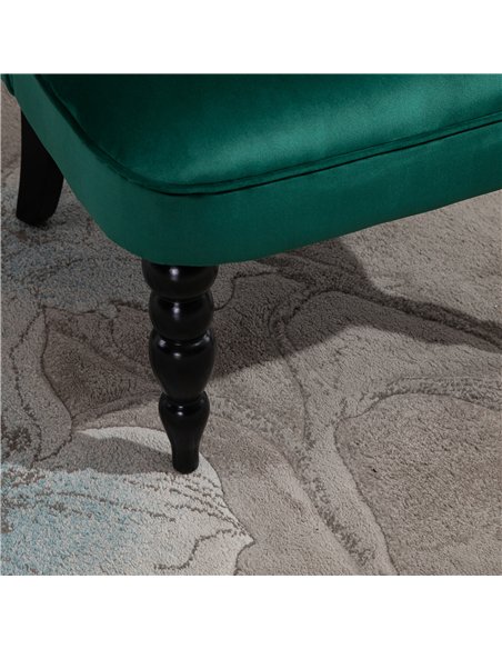 HOMCOM Velvet Accent Chair Set of 2, Button Tufted Wingback Chair with Rubber Wood Legs for Living Room, Bedroom, Dark Green - pic 166001 | FastDaddyshop