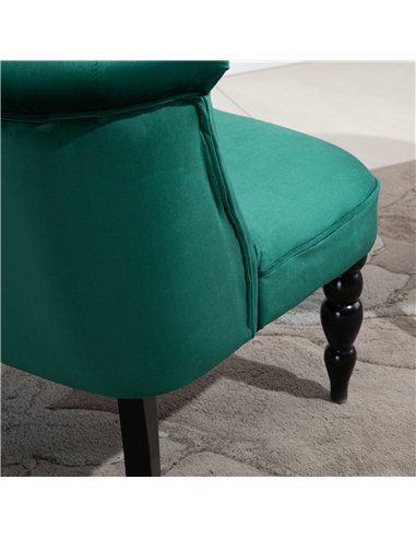 HOMCOM Velvet Accent Chair Set of 2, Button Tufted Wingback Chair with Rubber Wood Legs for Living Room, Bedroom, Dark Green