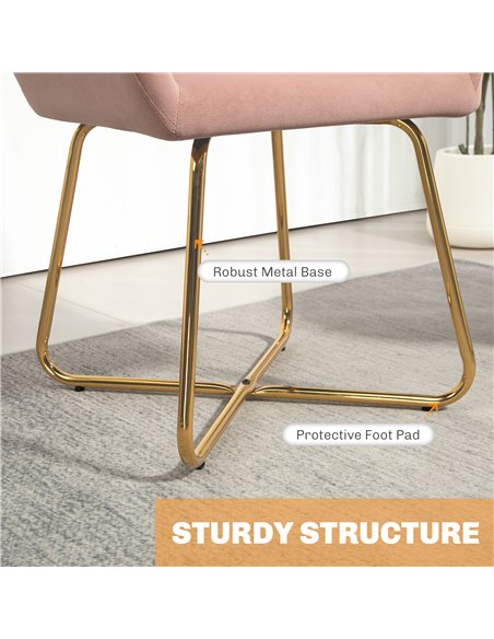HOMCOM Modern Arm Chair Set of 2 Upholstered Accent Chair with Metal Base for Living Room Pink - pic 166019 | FastDaddyshop