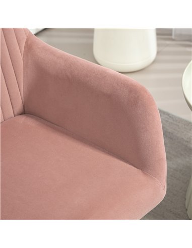 HOMCOM Modern Arm Chair Set of 2 Upholstered Accent Chair with Metal Base for Living Room Pink
