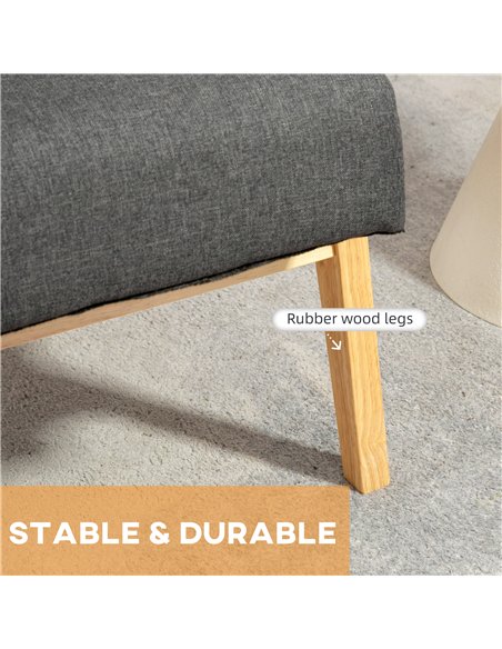 HOMCOM Set of 2 Accent Armchair, Living Room Chair, Wooden Upholstered Single Lounge Chair with Rubber Wood Legs and Padded Seat - pic 166036 | FastDaddyshop