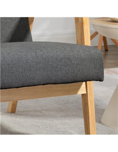 HOMCOM Set of 2 Accent Armchair, Living Room Chair, Wooden Upholstered Single Lounge Chair with Rubber Wood Legs and Padded Seat