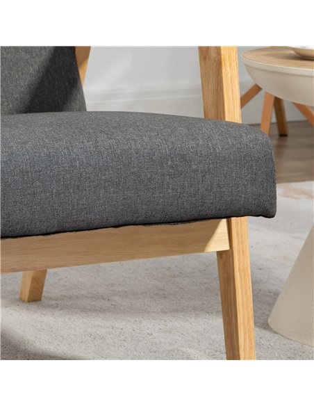 HOMCOM Set of 2 Accent Armchair, Living Room Chair, Wooden Upholstered Single Lounge Chair with Rubber Wood Legs and Padded Seat - pic 166038 | FastDaddyshop