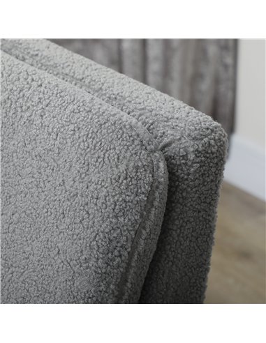 HOMCOM Armchair, Upholstered Accent Chair with Wood Legs and Wide Padded Seat, Teddy Occasional Chair, Grey