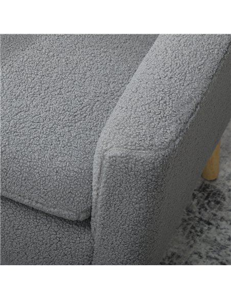 HOMCOM Armchair, Upholstered Accent Chair with Wood Legs and Wide Padded Seat, Teddy Occasional Chair, Grey - pic 166049 | FastDaddyshop