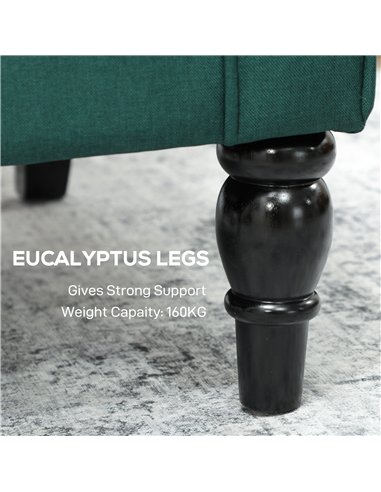 HOMCOM Wingback Accent Chair, Retro Upholstered Button Tufted Occasional Chair for Living Room and Bedroom, Dark Green