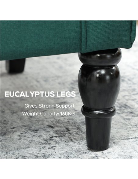 HOMCOM Wingback Accent Chair, Retro Upholstered Button Tufted Occasional Chair for Living Room and Bedroom, Dark Green - pic 166065 | FastDaddyshop