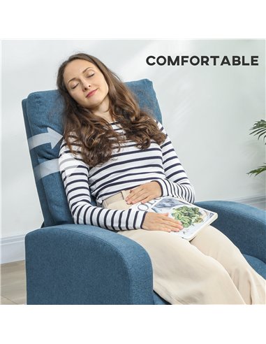 HOMCOM 135° Push Back Recliner Armchair, with Footrest - Blue