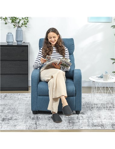 HOMCOM 135° Push Back Recliner Armchair, with Footrest - Blue